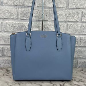 Kate Spade Monet Large Triple Compartment Tote Shoulder Bag In Dusty Blue
